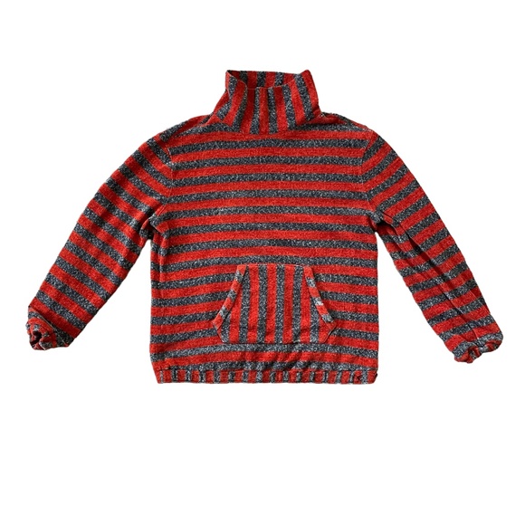 Faherty Striped‎ Cowl Turtleneck Pullover Sweater w/ Hand Muff/Pocket Size Small - Picture 1 of 5
